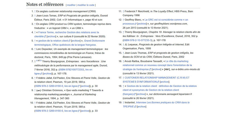 Les notes et les références de wikipedia pour le SEO